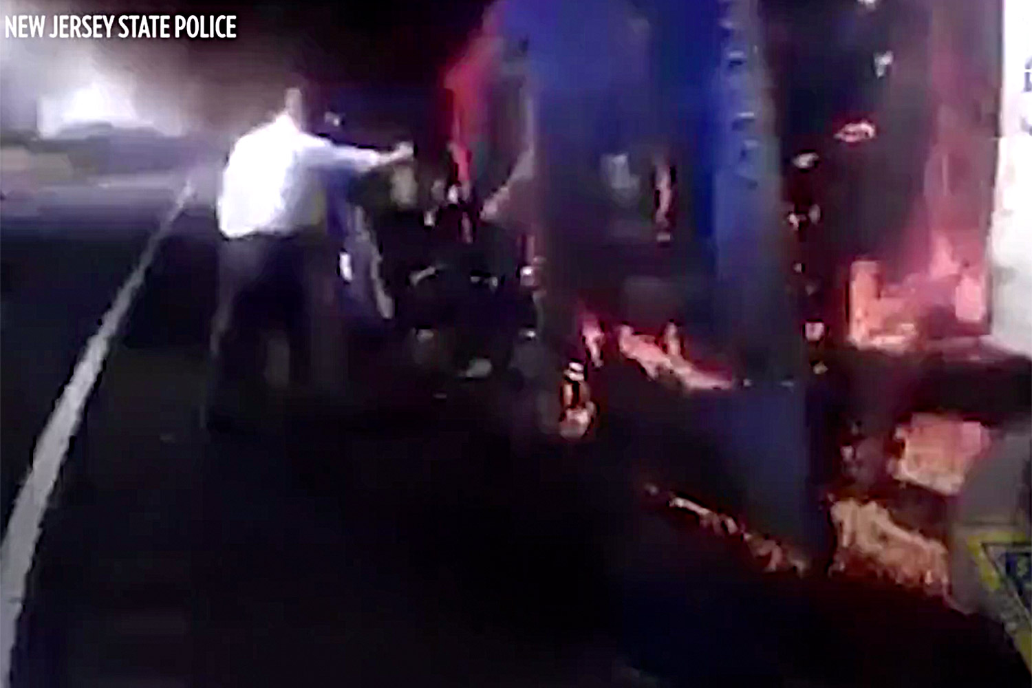 N.J. State Troopers Pull Man Out of a Burning Truck Moments Before It Explodes in Dramatic Video