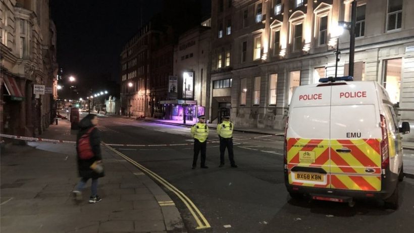 Knifeman shot dead by armed police in central London