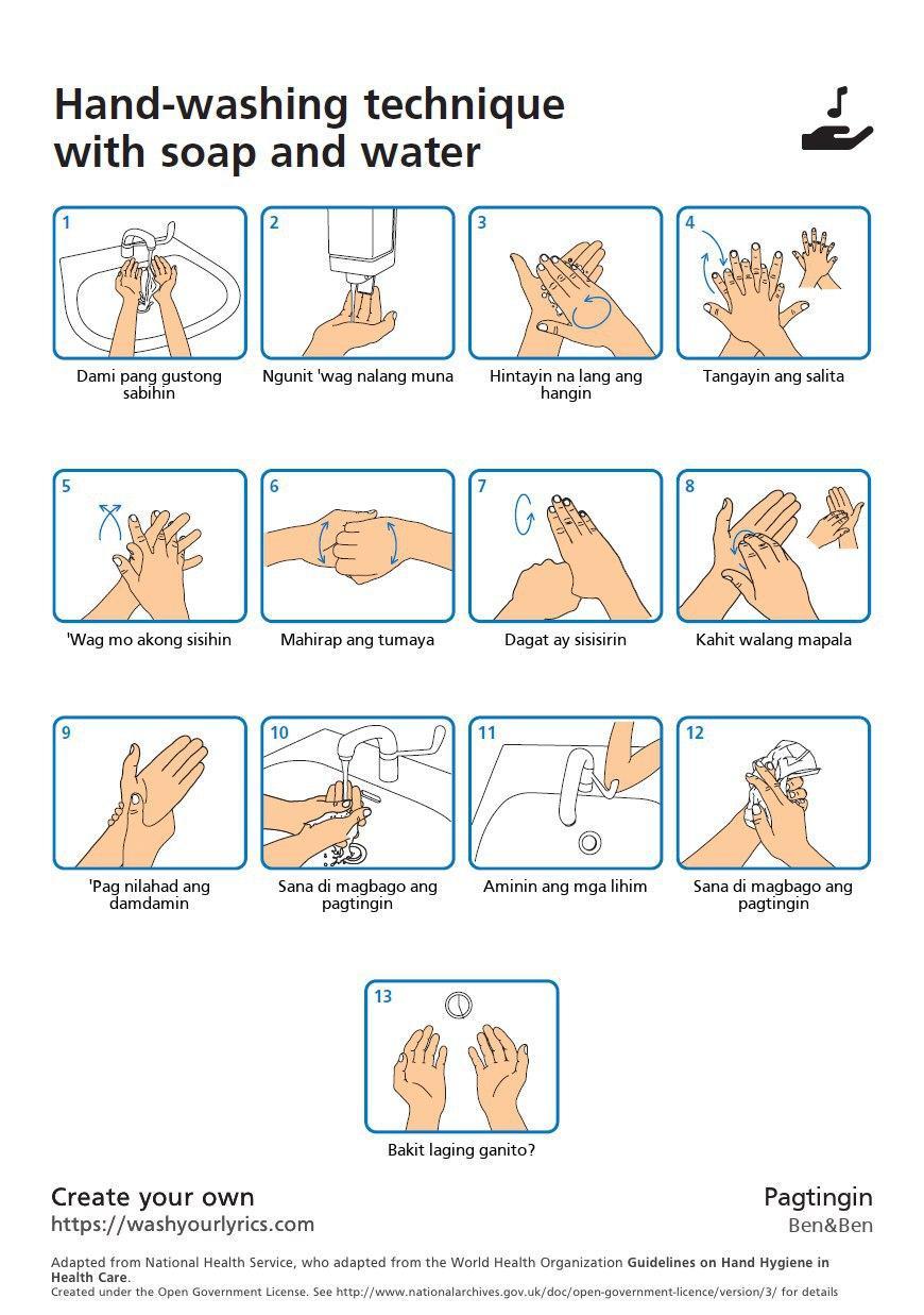 Make your own hand-washing lyric guide with this infographics generator, Wash Your Lyrics