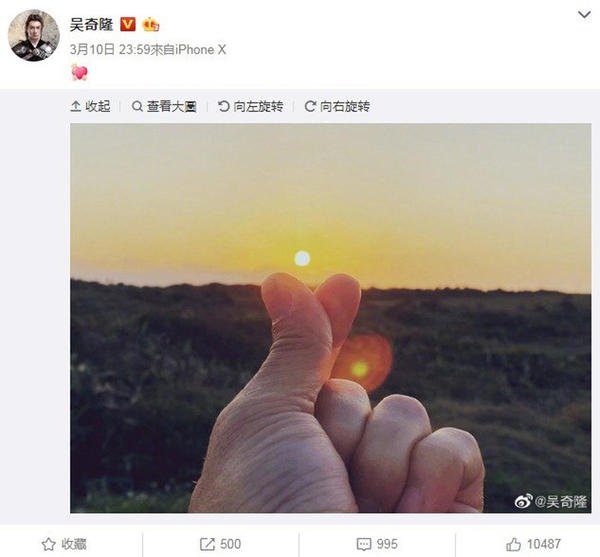 刘诗诗33岁生日 吴奇隆放闪示爱