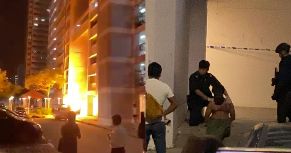 Man, 31, arrested for setting fire outside Boon Keng police post late at night