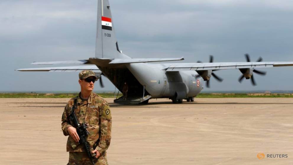 US-led forces depart Iraqi military base near Mosul in drawdown