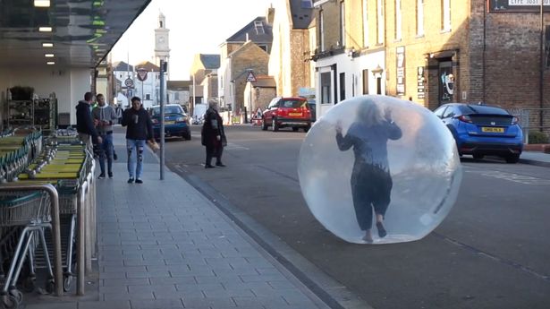Coronavirus: Woman spotted shopping in Morrisons inside zorb ball