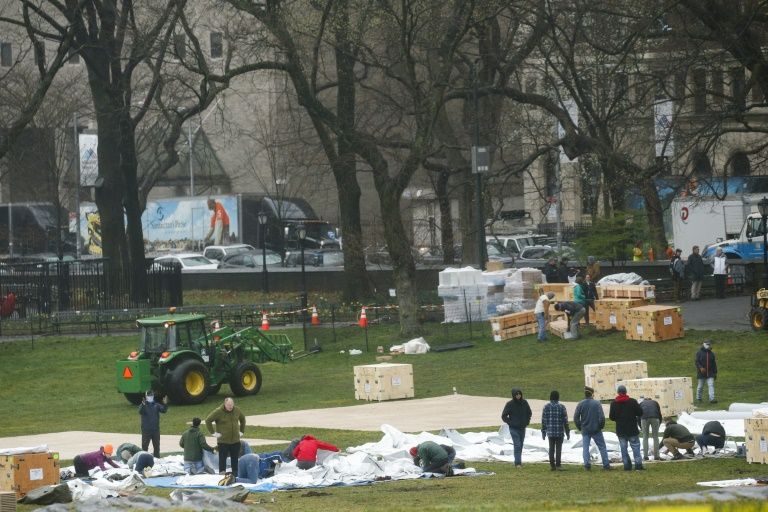 Field hospital set up in New York's central park
