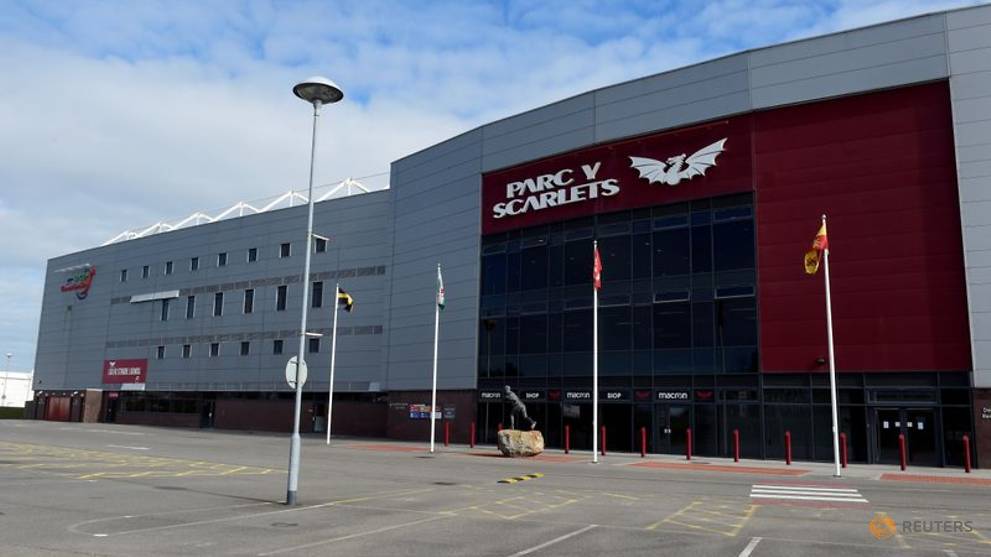 Hospital beds replace astroturf at Welsh rugby stadium