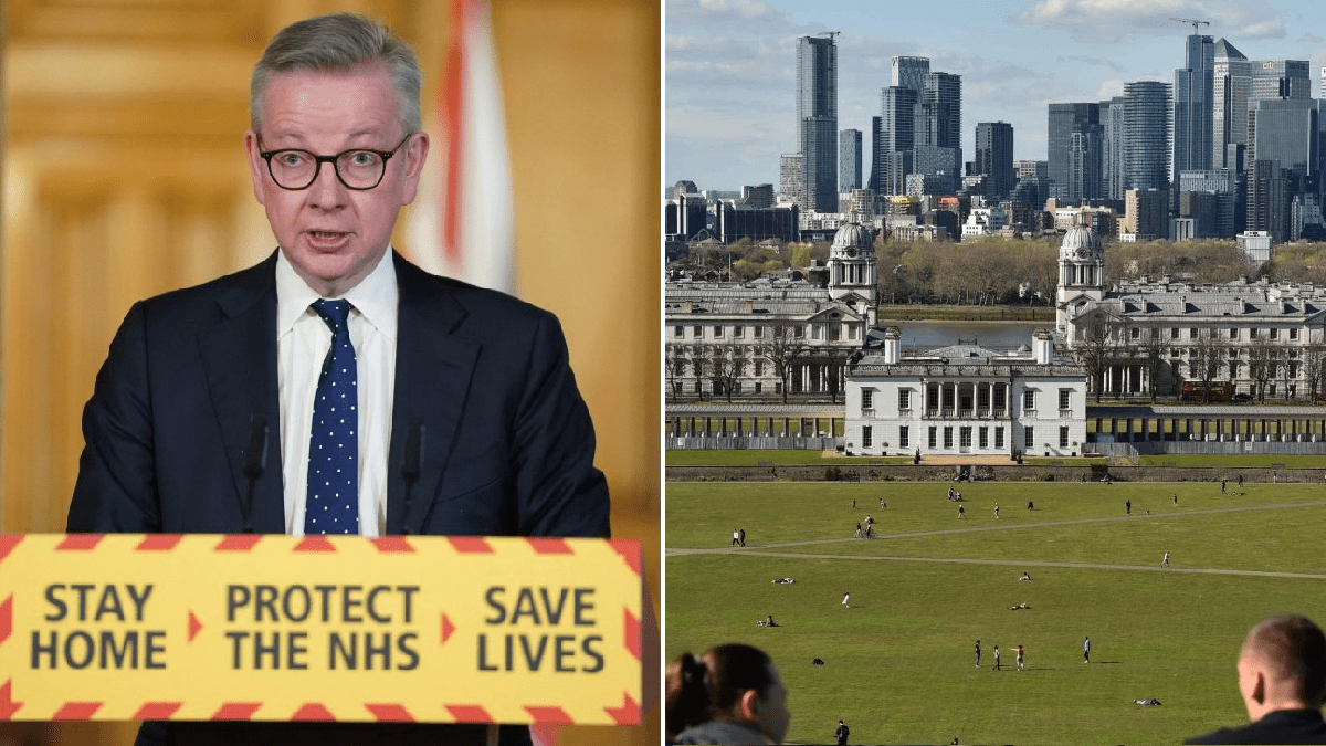Michael Gove tells UK ‘to resist temptation’ to go out this sunny weekend