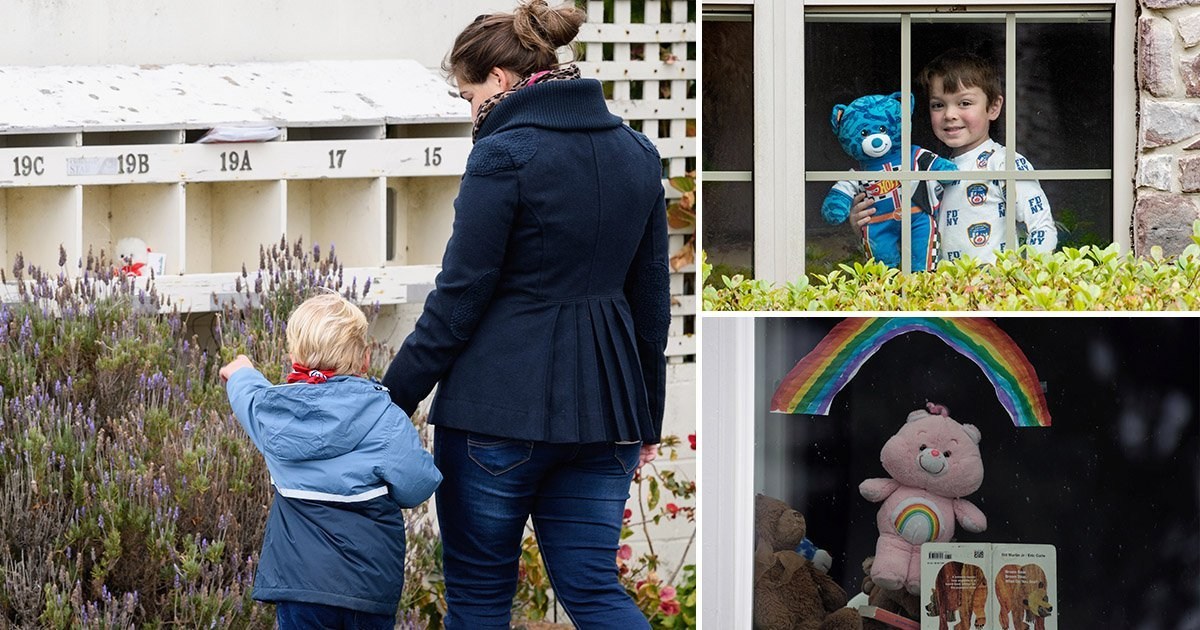 People around the world are leaving out teddy bears for children on their daily walks to spot