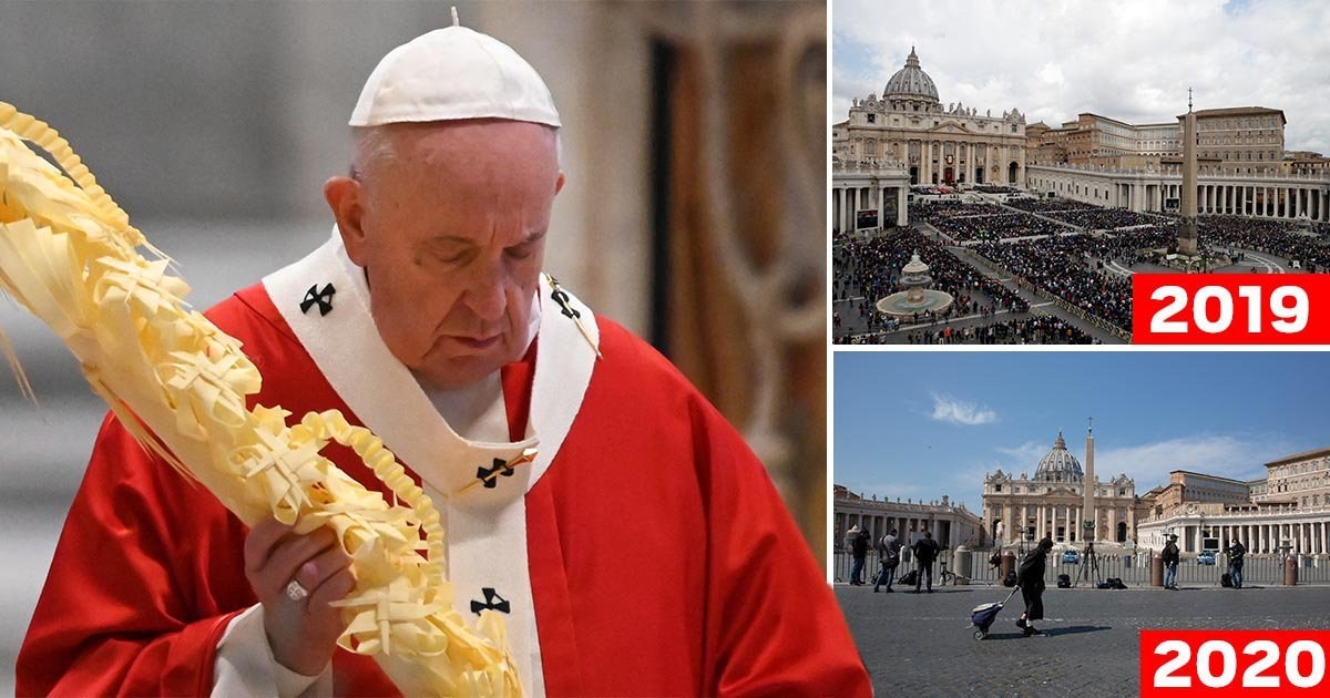 Pope Francis holds Palm Sunday ceremony inside near-empty church