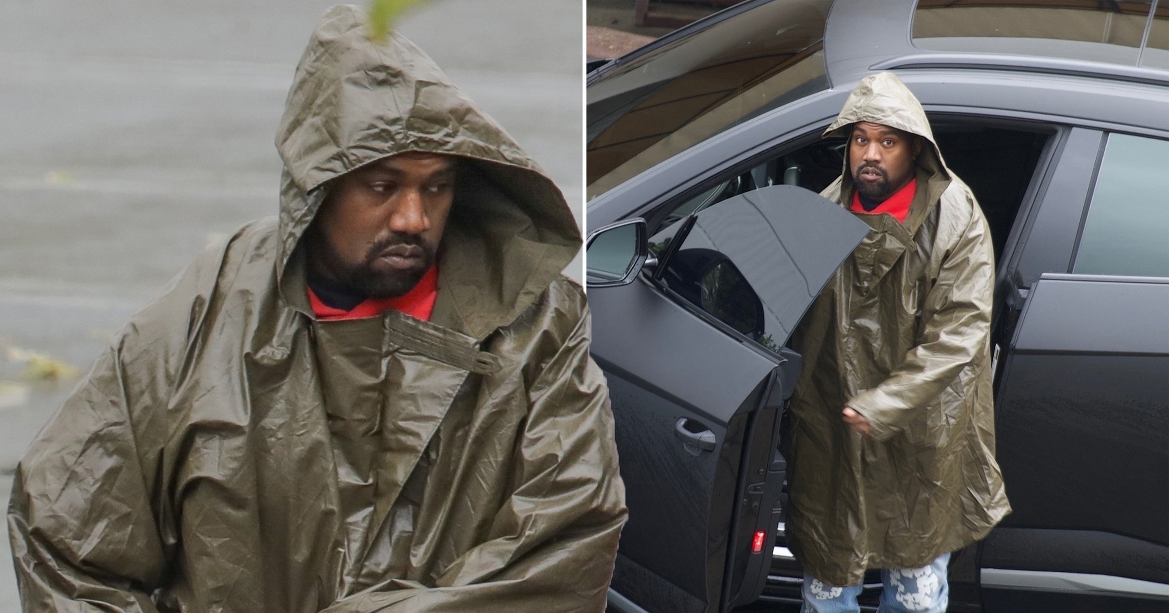Kanye West doesn’t let the coronavirus pandemic or the rain stop him from going to work