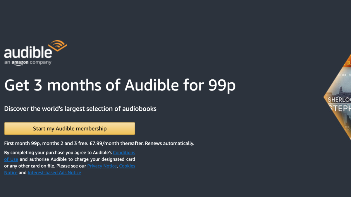Get 3 months of Audible for just 99p with this excellent audiobooks deal