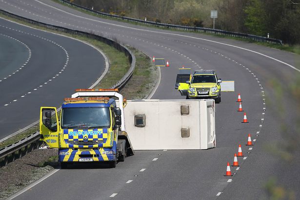 Caravan crash shuts M5 motorway as locals tell tourists to 'stay away'