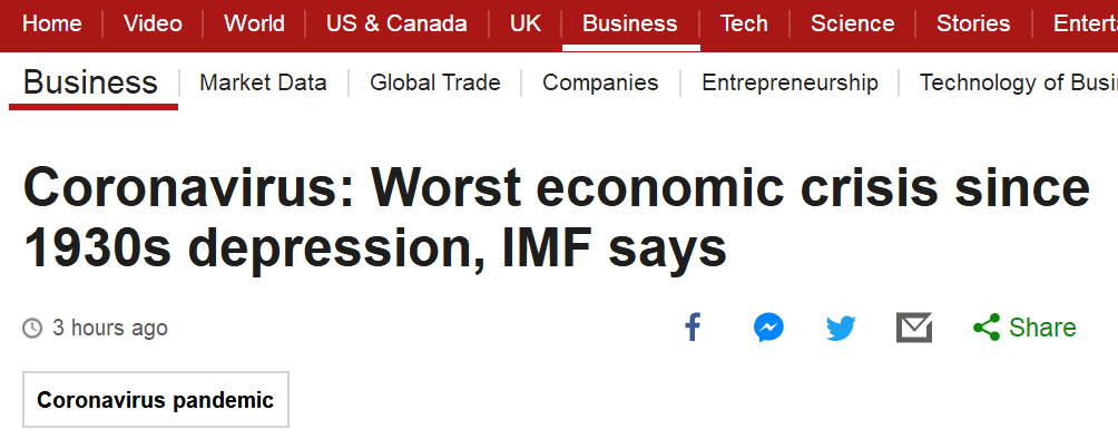 IMF：新冠大流行使全球面临经济大萧条以来最严重经济危机