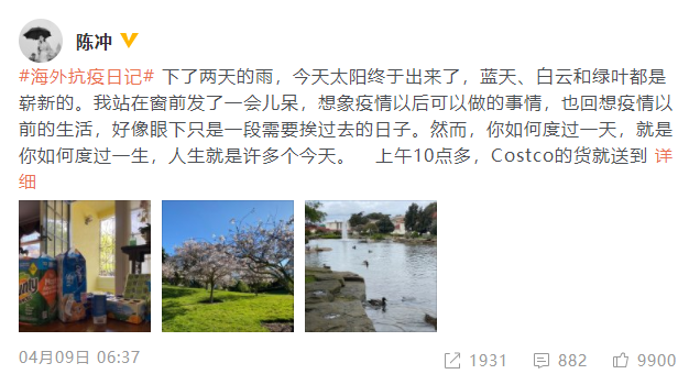 陈冲受访谈美国疫情：身边有人买枪 厕纸被抢光