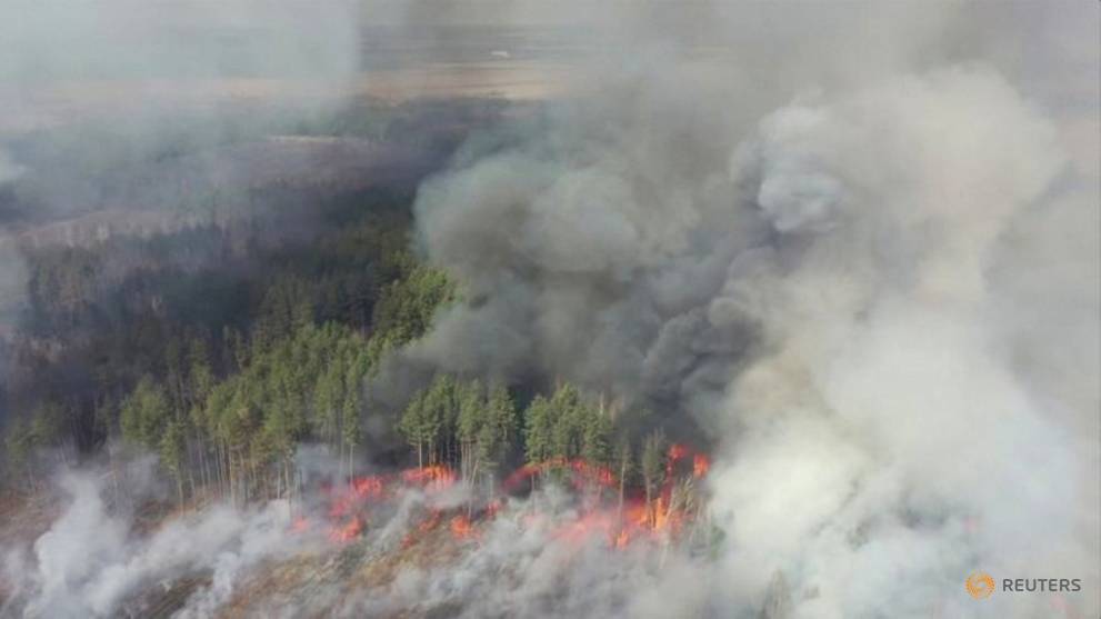 Fire raging near Ukraine's Chernobyl poses radiation risk, say activists