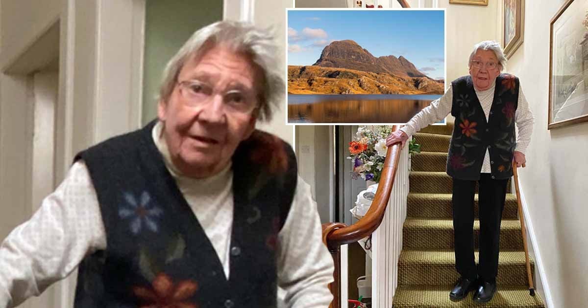 Pensioner, 90, raises £200,000 for NHS by climbing height of a mountain up her stairs