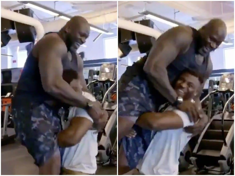 The hardest-hitting heavyweight in UFC history is so strong he lifted Shaquille O’Neal with ease