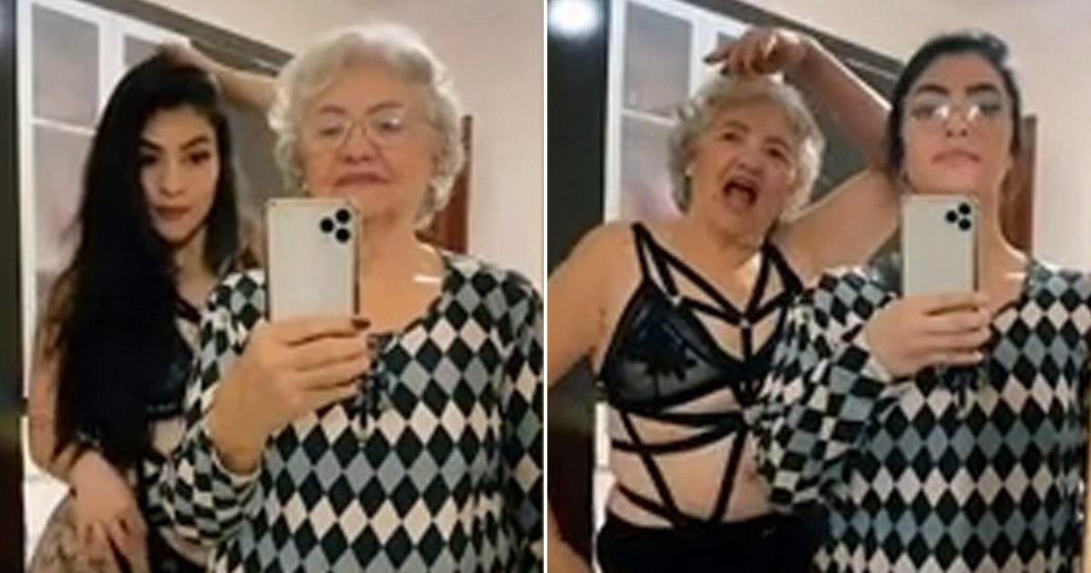 Grandma wears granddaughter’s lingerie for flip the switch TikTok challenge