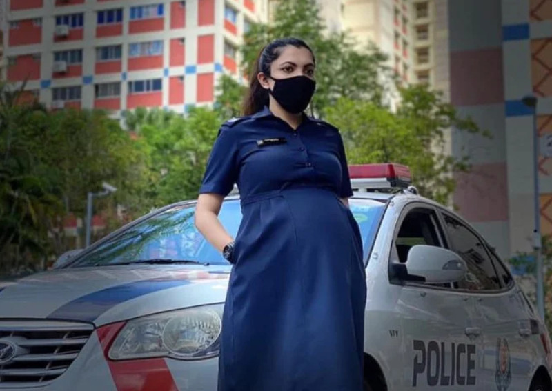 Pregnant police officer works at frontline amid Covid-19 pandemic