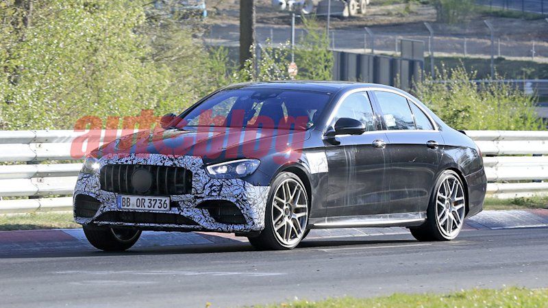 Refreshed Mercedes-AMG E63 caught on track in lighter camo