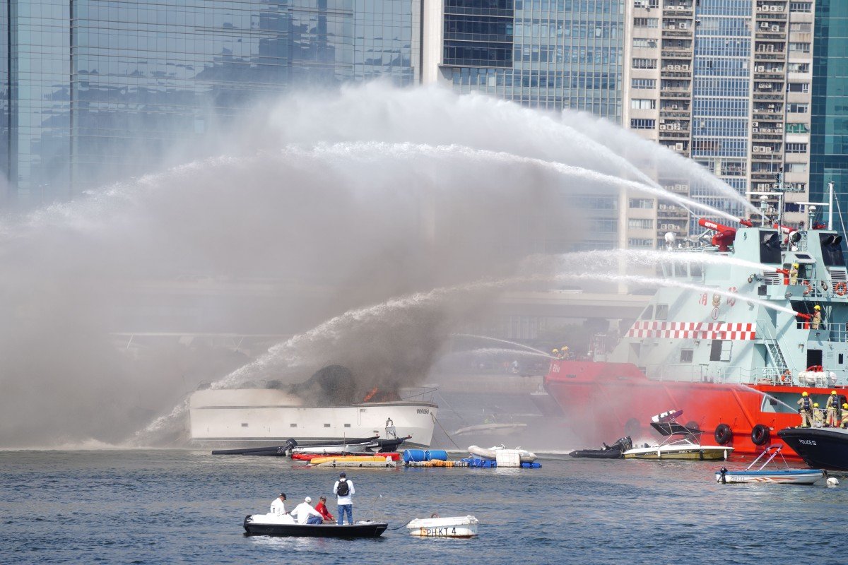 Firefighters battling blaze as three yachts catch fire in Hong Kong’s Victoria Harbour