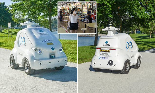 RoboCop! Automated machine gently scolds park-goers for failing to adhere to social distancing
