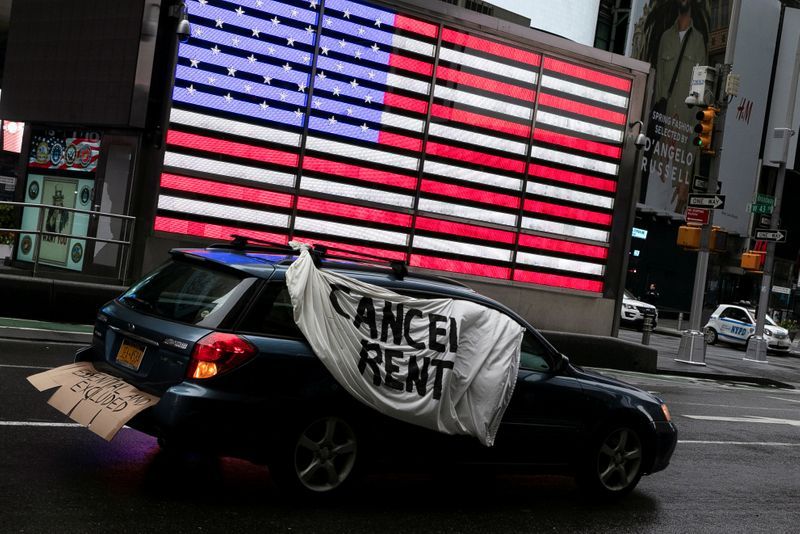 'No $, no rent' - protesters call for economic help at New York May day demonstrations
