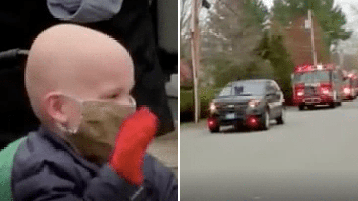 Boy, 7, who beat cancer and coronavirus gets huge hero’s welcome home
