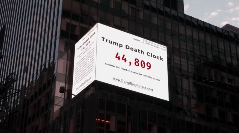 'Trump death clock' in times square is grim reminder of preventable virus deaths