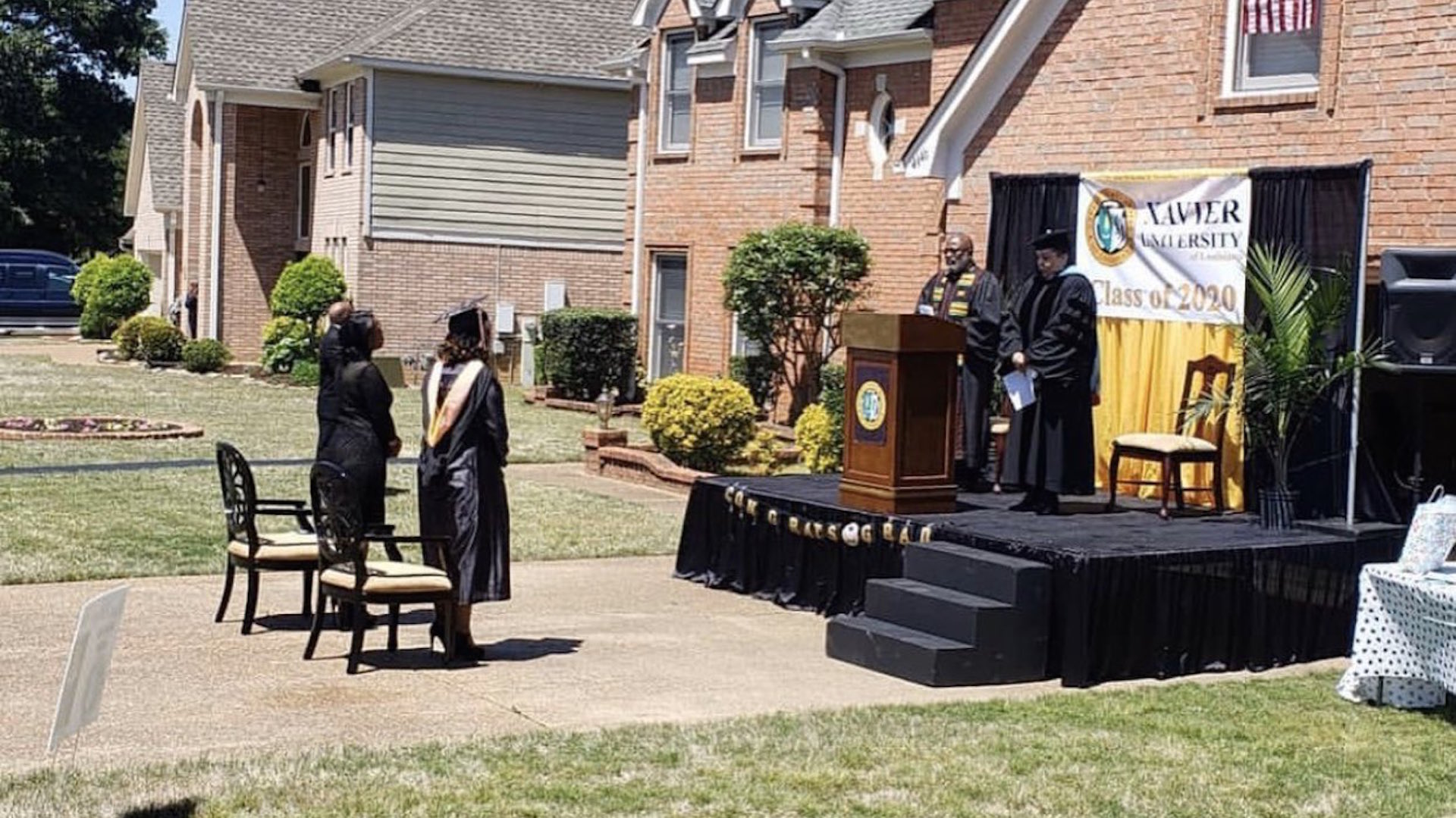 Dad Builds Stage in Driveway to Host a Proper College Graduation for Daughter