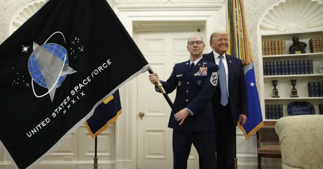 Space force, the newest U.S. Military branch, unveils its new flag