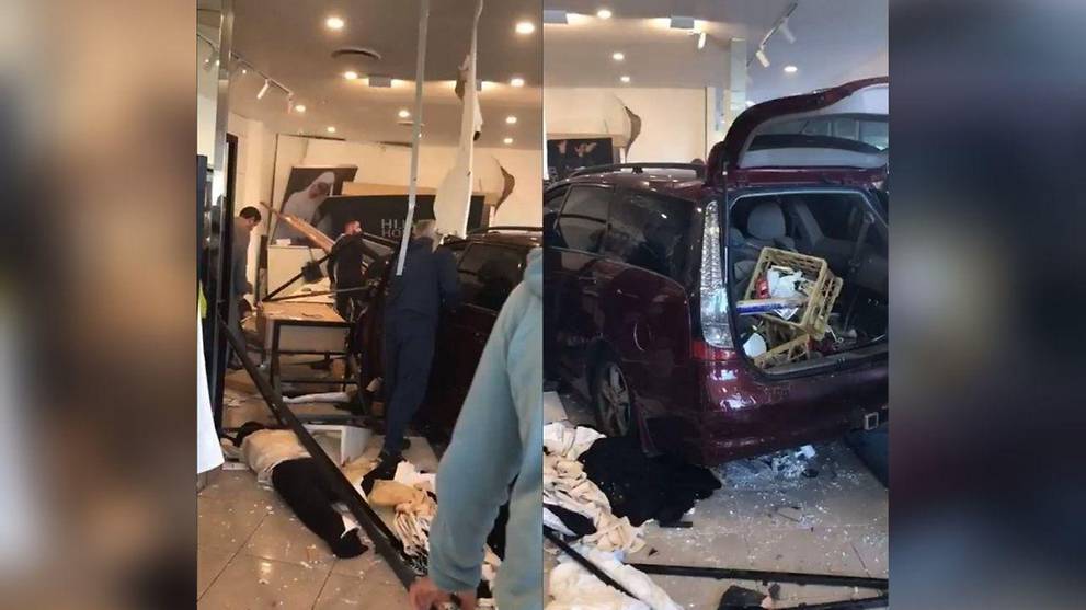 Car crashes into Sydney hijab store, injuring driver and 11 others