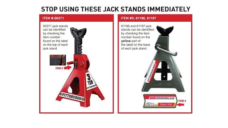Harbor Freight recalls over 1.7 million jack stands that can suddenly collapse