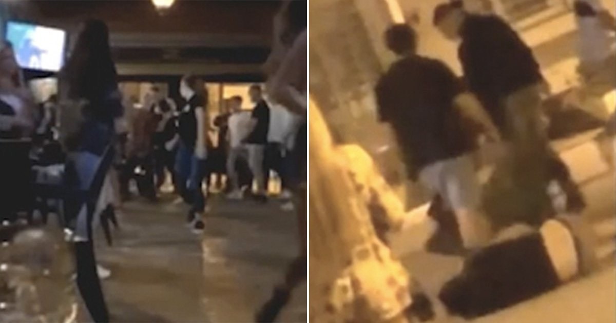 Brits fight in the street in Malaga two days after pubs reopen