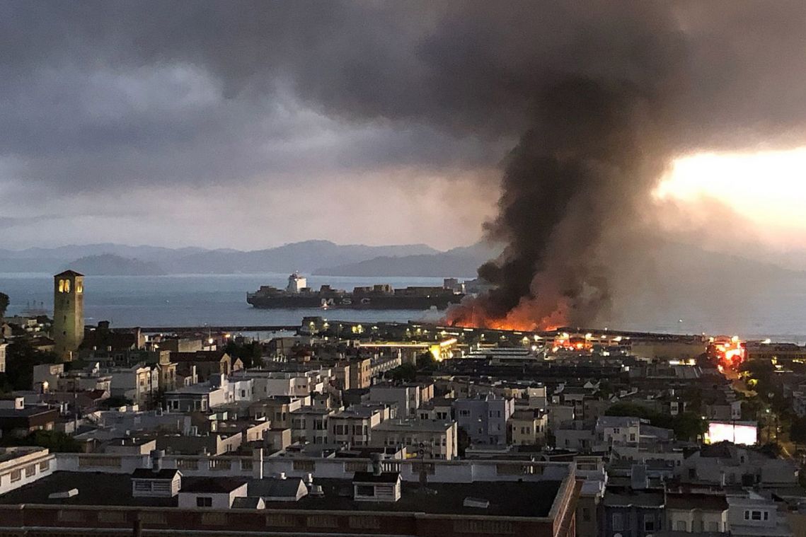 Fire at San Francisco pier destroys a quarter of its warehouses