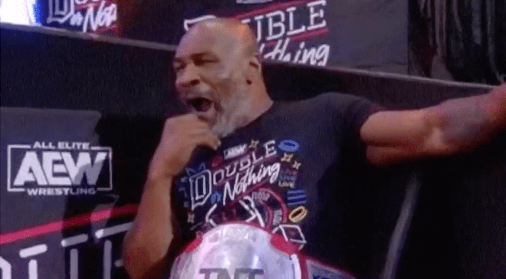 Mike Tyson caught yawning during All Elite Wrestling main event