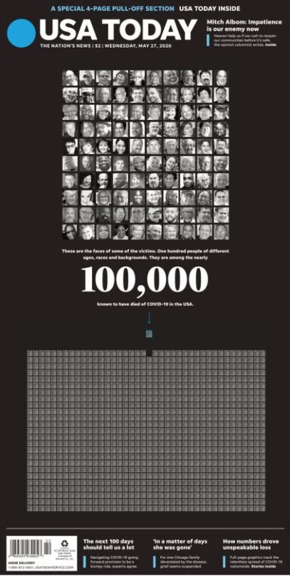 Usa today mourns Nation's coronavirus victims with powerful front page