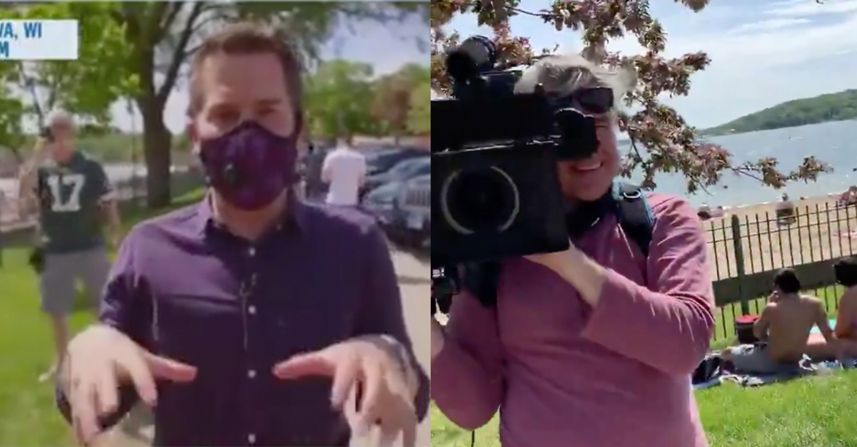 Msnbc reporter attempts to shame man for not wearing mask, man points out no one on his crew is wearing them