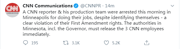 快讯！直播美国骚乱遭警方逮捕的CNN记者已被释放
