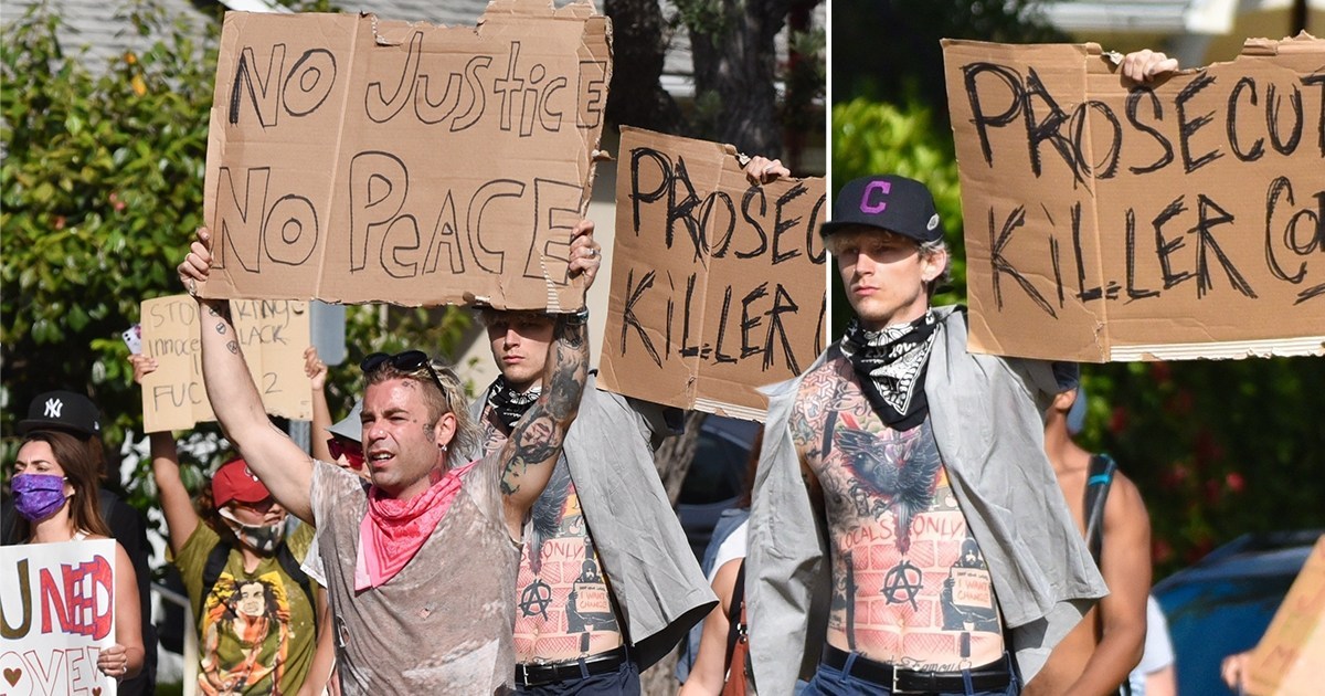 Machine Gun Kelly and Modsun show solidarity as they join George Floyd protests