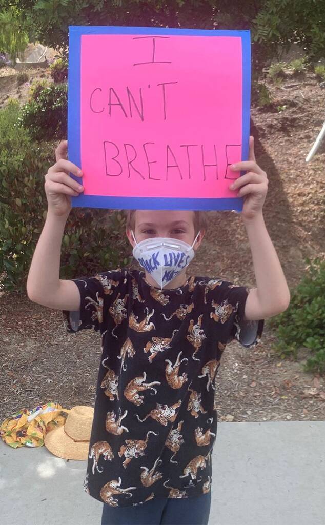 January Jones Shares Photo of 8-Year-Old Son Participating in Black Lives Matter Protest