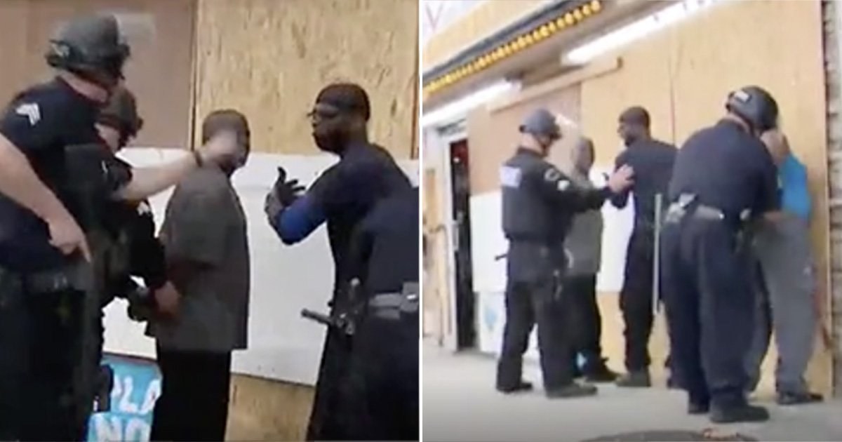 Moment police mistakenly cuff black Good Samaritans trying to protect store from looters