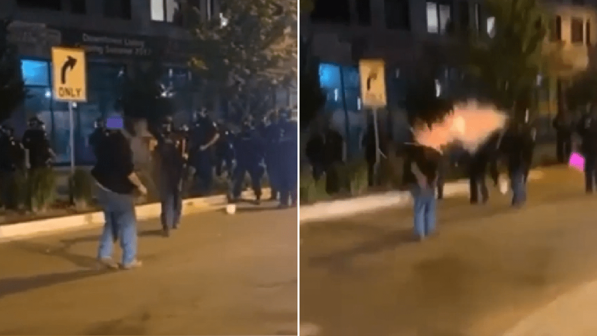 Shocking moment George Floyd protester is blasted in the face with tear gas