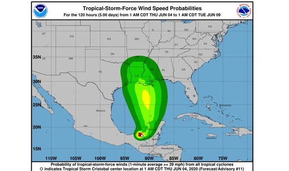 Tropical Storm Cristobal tracker: USA in path as powerful storm strengthens - Latest maps