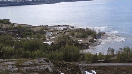 Eight homes swept into sea in powerful Norway landslide