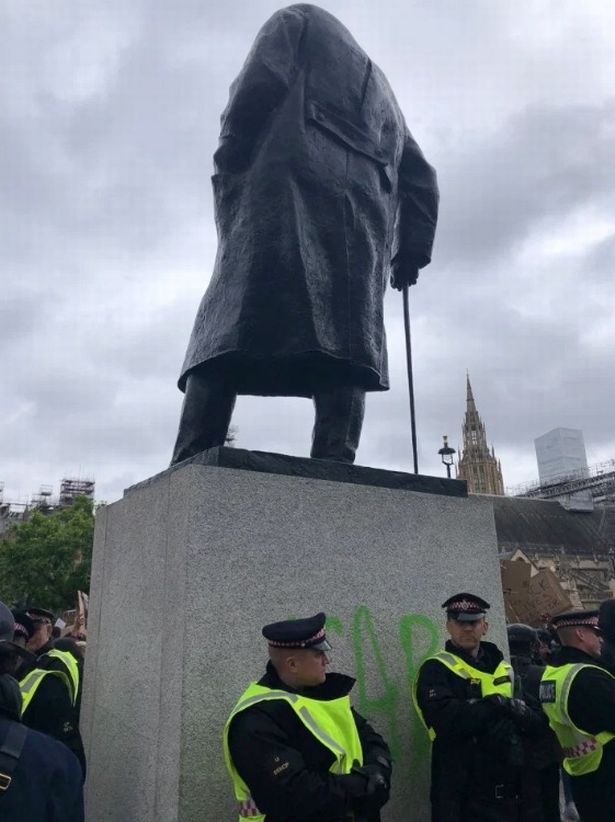 Winston Churchill statue vandalised as thousands attend Black Lives Matter rally