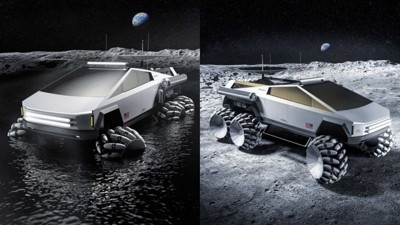 This Tesla Cybertruck Moon Rover six-wheeler is out of this world