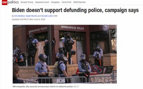 抗议继续，拜登竞选团队发言人：他认为不应该取消对警察资助