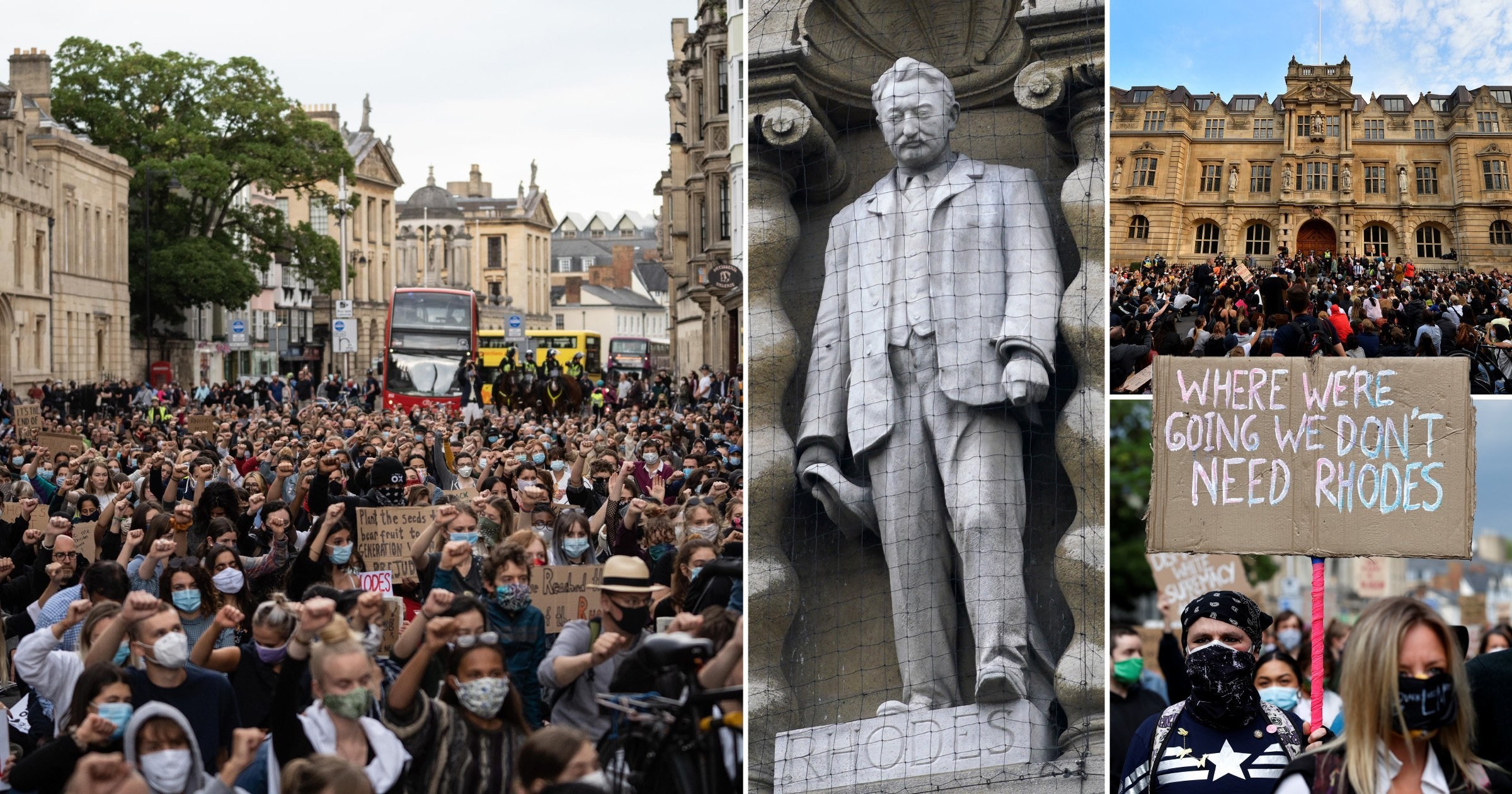 Thousands of protesters demand removal of Oxford’s Cecil Rhodes statue