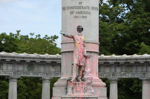 Protesters Topple Statue of Jefferson Davis on Richmond’s Monument Avenue
