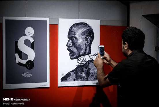 有图！美国“黑人之死”引发抗议持续，伊朗举办“我不能呼吸”漫画展